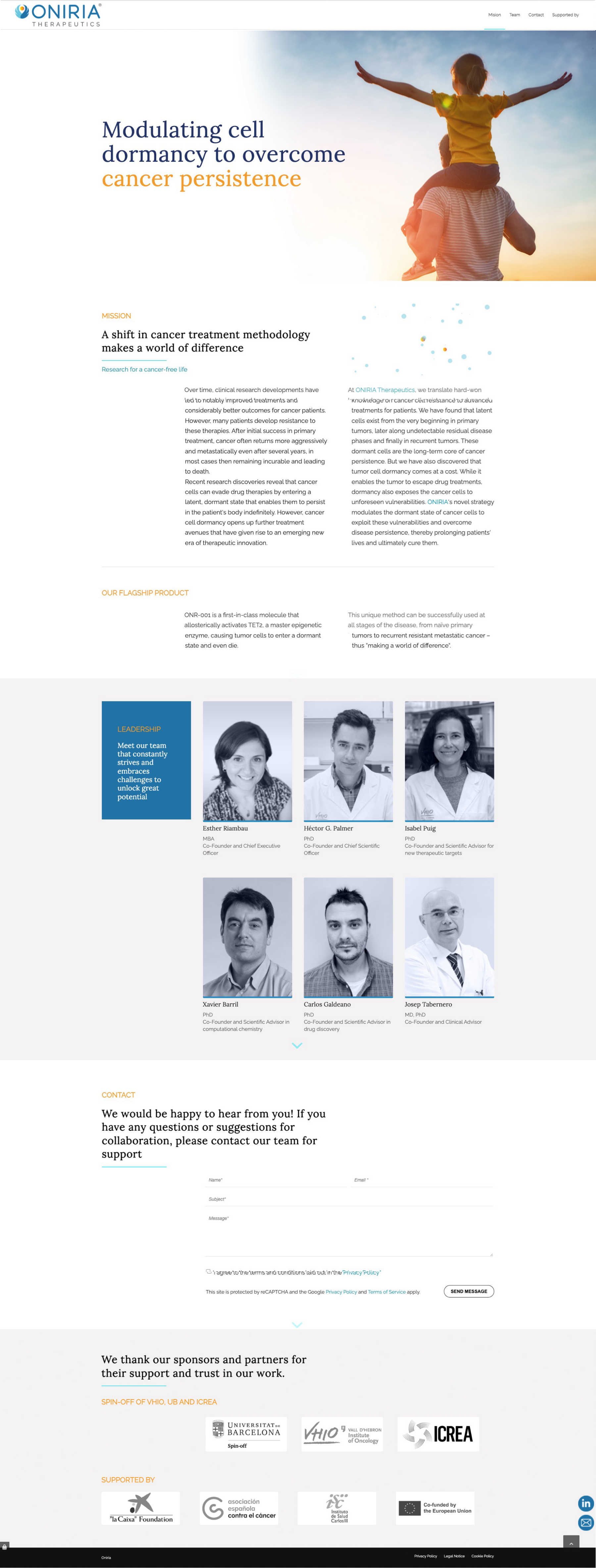 Página de inicio de Oniria Therapeutics