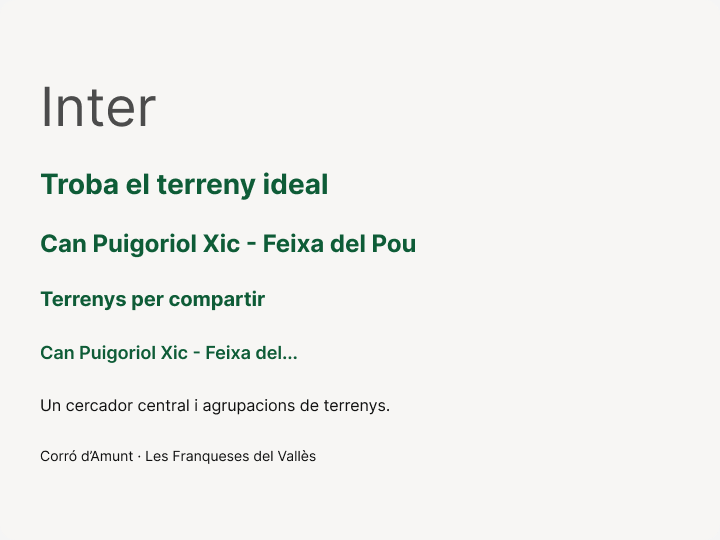 Inter: jerarquía de titulares y textos de la interfaz