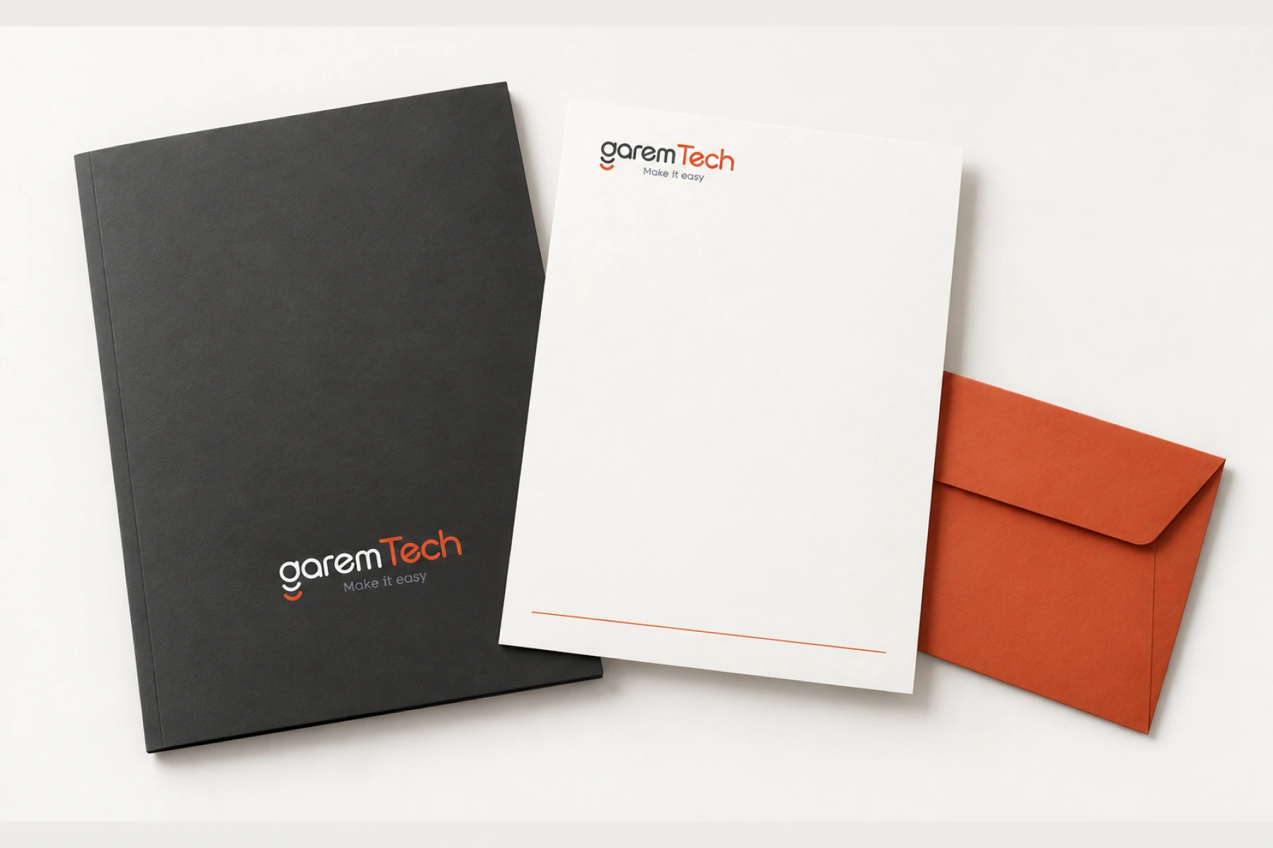 Papelería · Propuesta de mockup IA de GAREMTECH