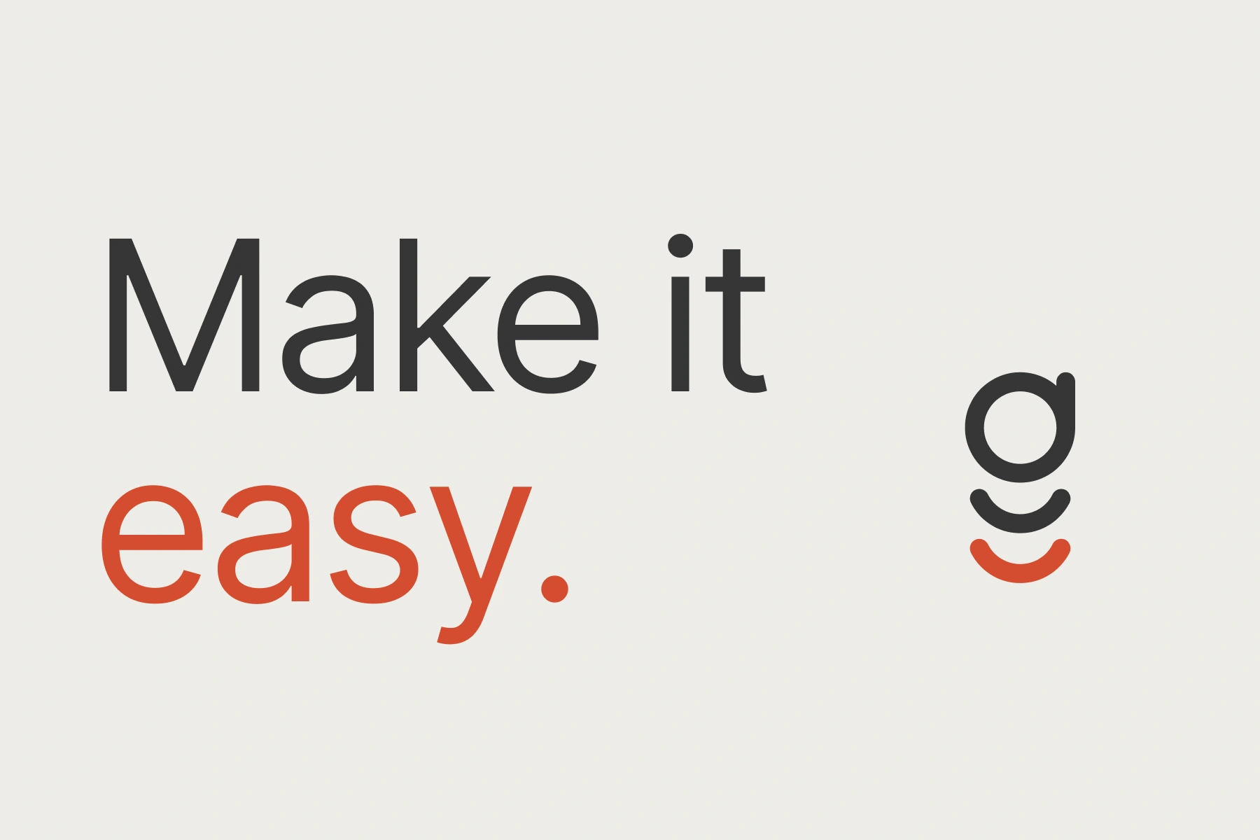 Make it easy en gran tamaño, con easy en naranja y el isotipo de GaremTech.