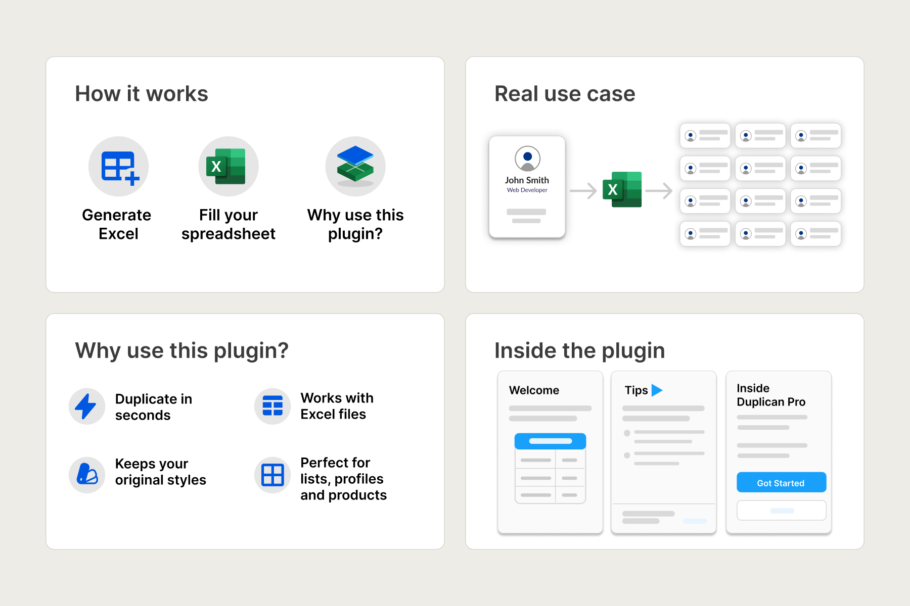 Material de Figma Community que explica el funcionamiento, la utilidad y los primeros pasos del plugin