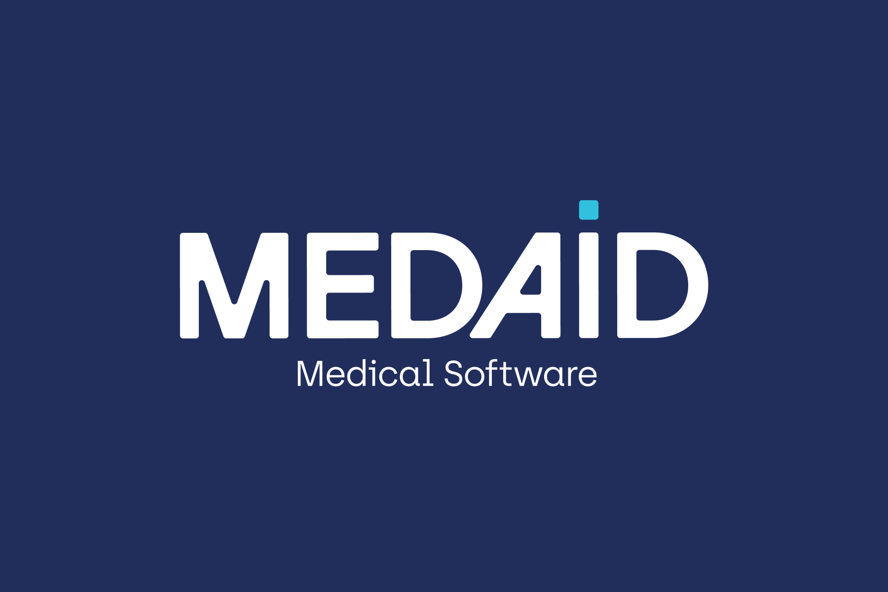 Logotipo final de MEDAID en negativo, con Medical Software y acento azul.