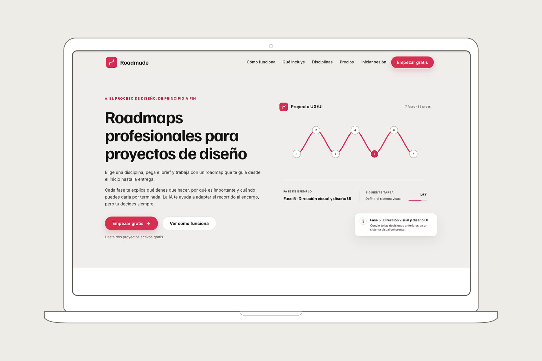 Página de presentación comercial de Roadmade