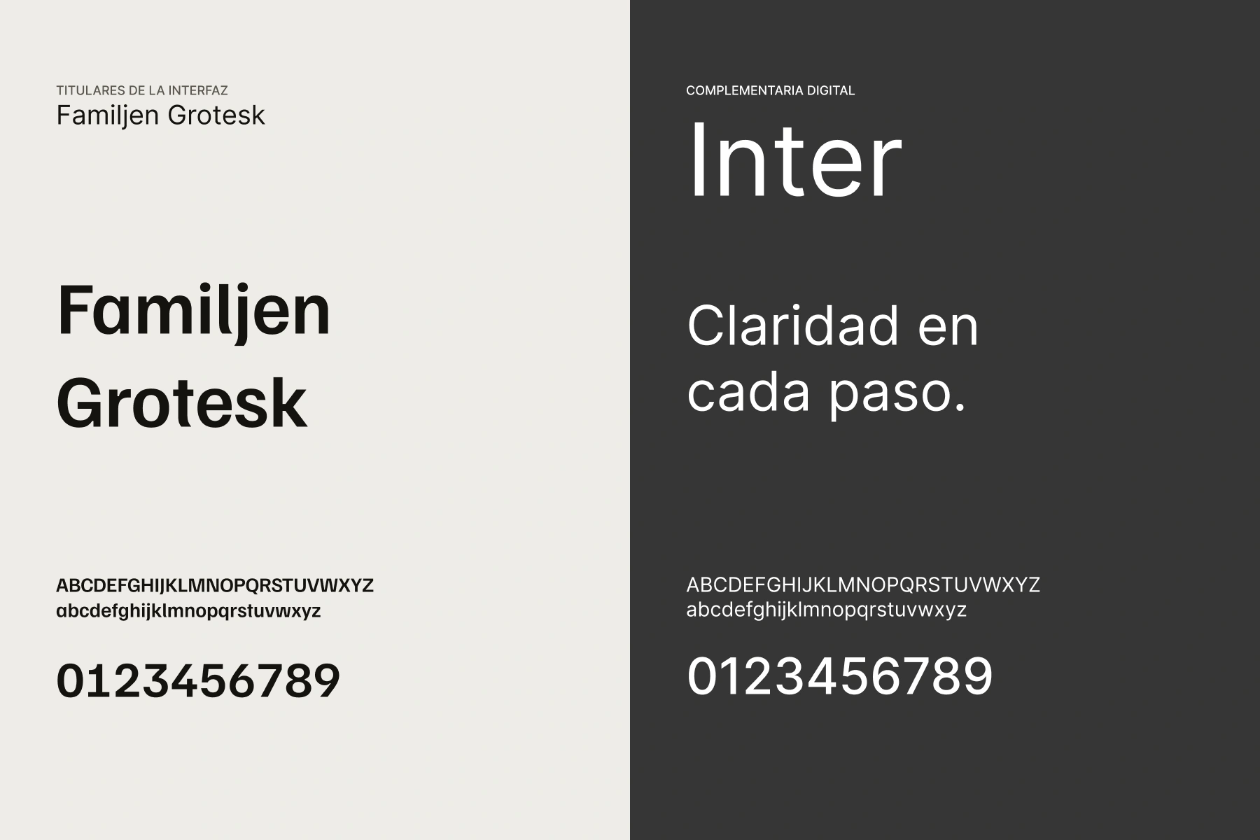 Tipografía · Familjen Grotesk e Inter de Roadmade