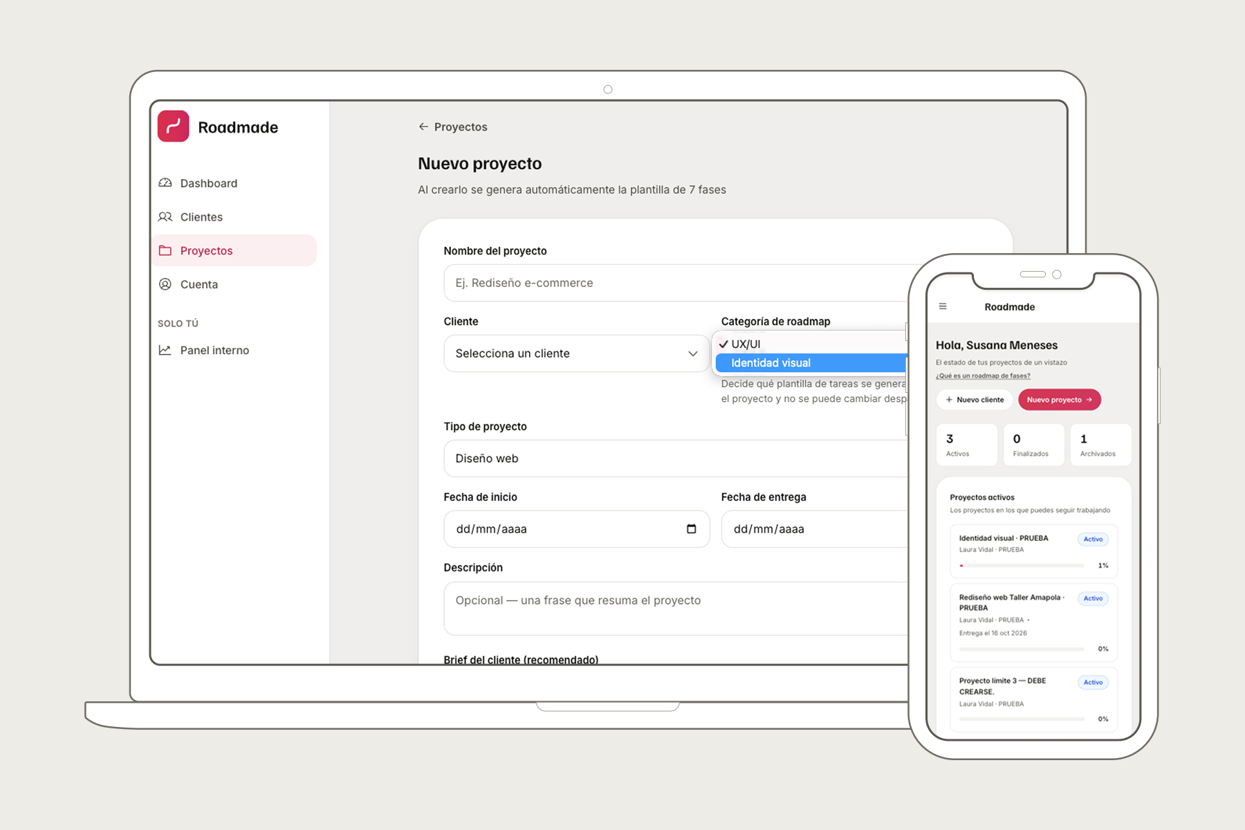 Aplicación de la identidad en el producto de Roadmade
